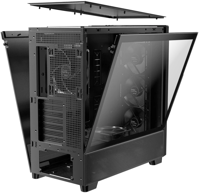 „Antec Flux“ kompiuterio korpusas, vidutinio dydžio bokštas, E-ATX, grūdintas stiklas – Juodas