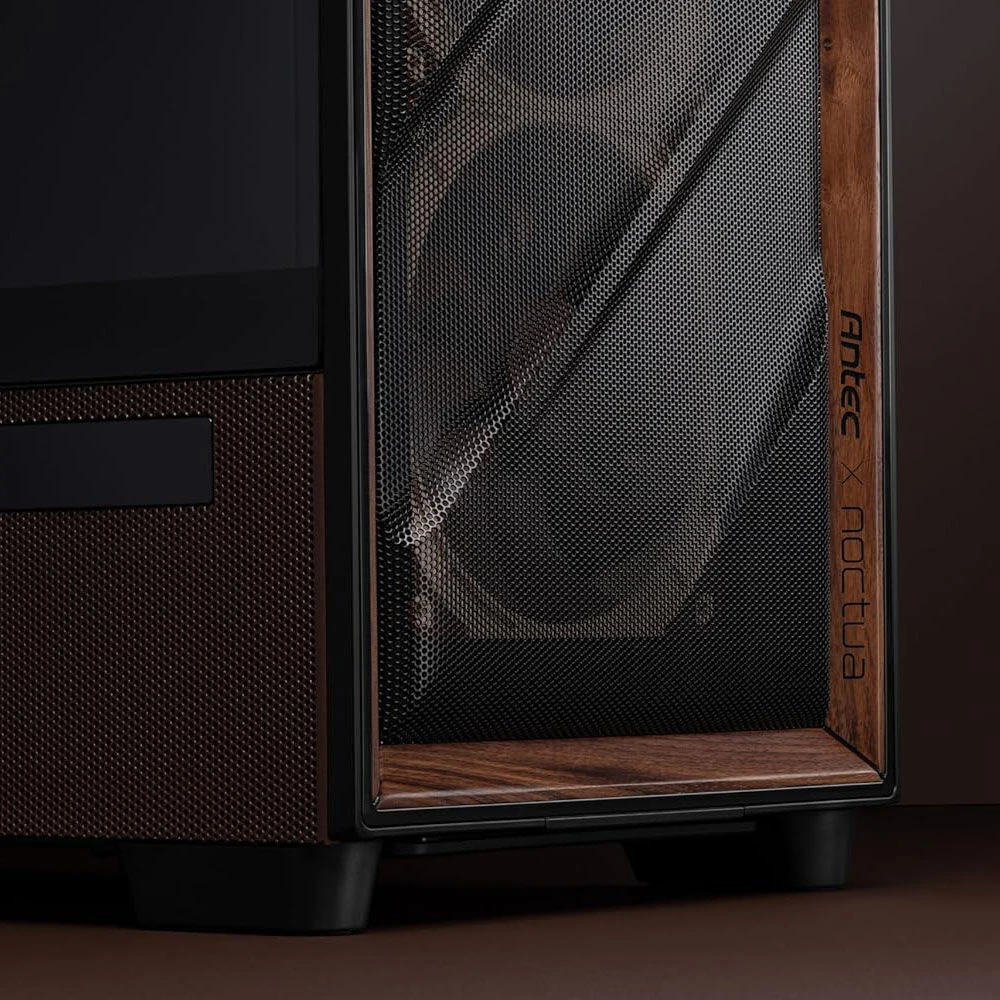 „Antec Flux Pro Noctua Edition“, bokšto tipo korpusas – stiklas/medis, įskaitant NA-FH1 ventiliatoriaus šakotuvą