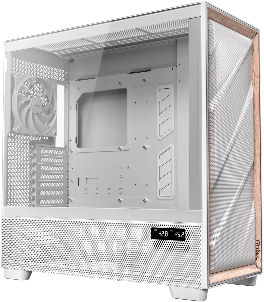 Antec Flux Pro kompiuterio korpusas, full tower, E-ATX, tempered glass – baltos spalvos