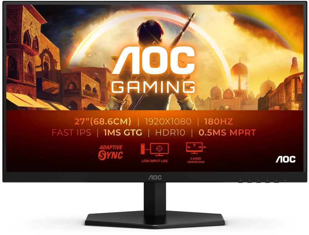 Žaidimų monitorius AOC 27G42E, 27" Full HD (1920x1080), 180Hz, 1ms, FreeSync Premium, G-Sync Compatible, HDR10