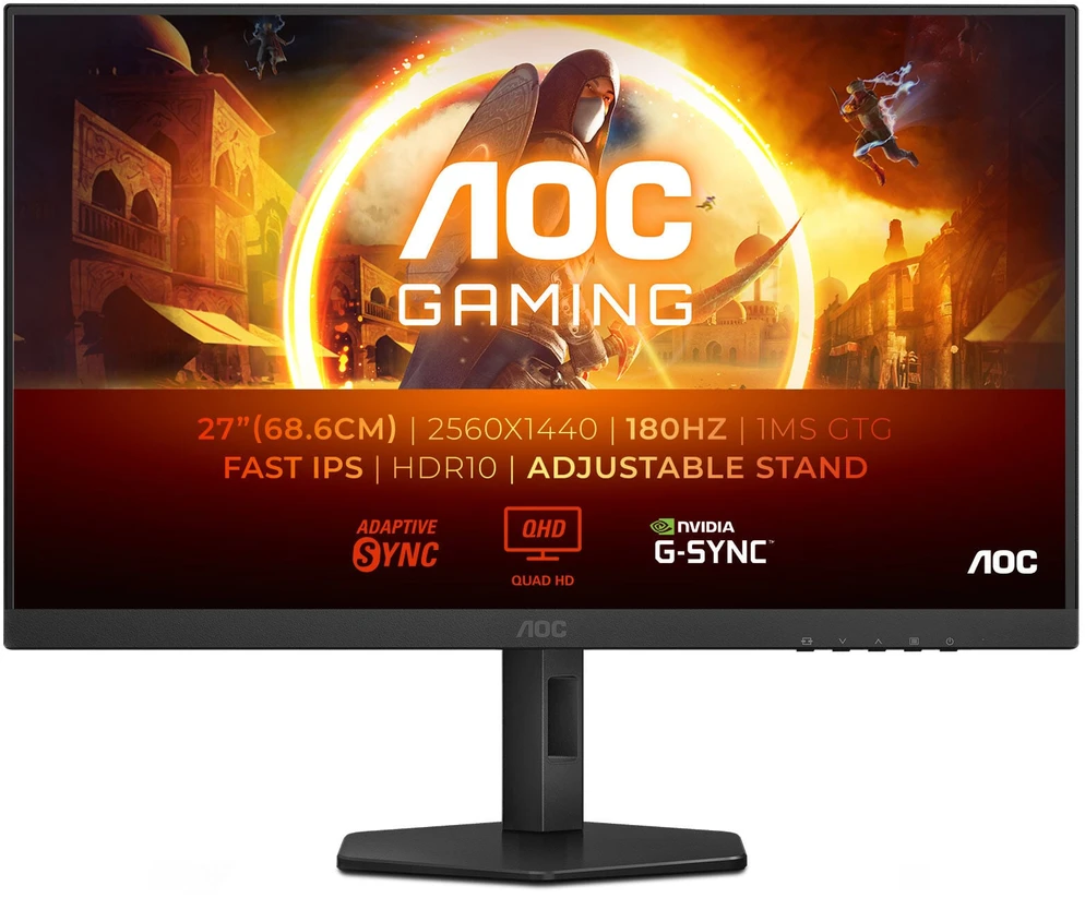 Monitorius AOC Q27G4XF | 27 " | IPS | 16:9 | 180 Hz | 1 ms | 2560 x 1440 pikselių | 300 cd/m² | HDMI jungtys quantity 1 | Juodas