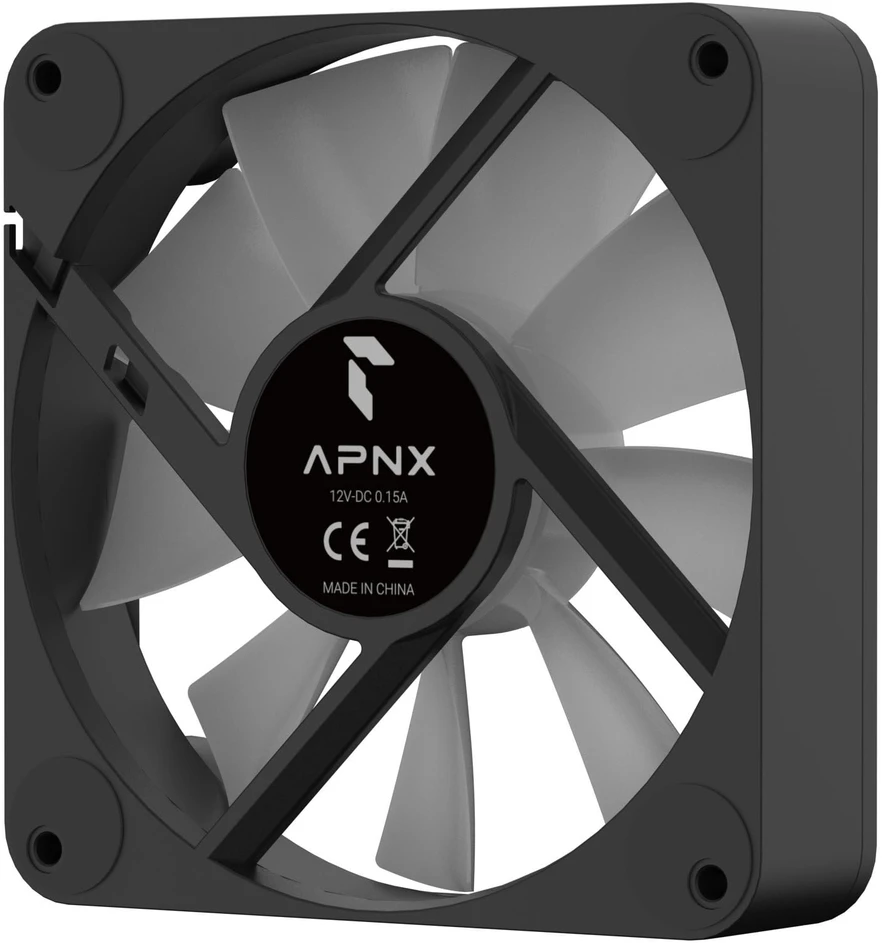 APNX FP1-R PWM Fan, Reverse Blade, PWM, ARGB – 3-Pack, Juodas