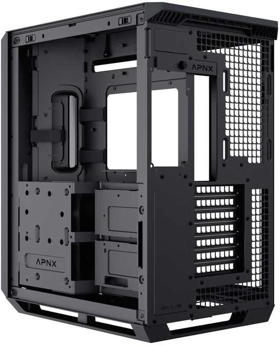APNX V1 PC-kompiuterio korpusas, Midi-Tower, ATX, Tempered Glass – Holz, juodos spalvos