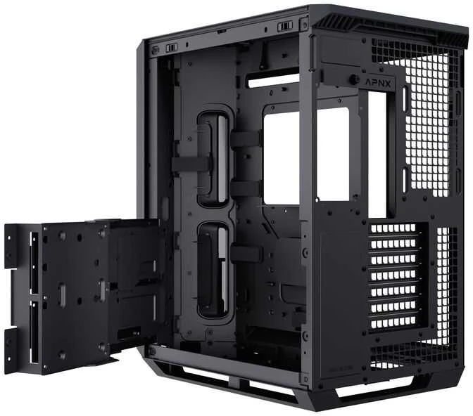 APNX V1 PC-kompiuterio korpusas, Midi-Tower, ATX, Tempered Glass – Holz, juodos spalvos