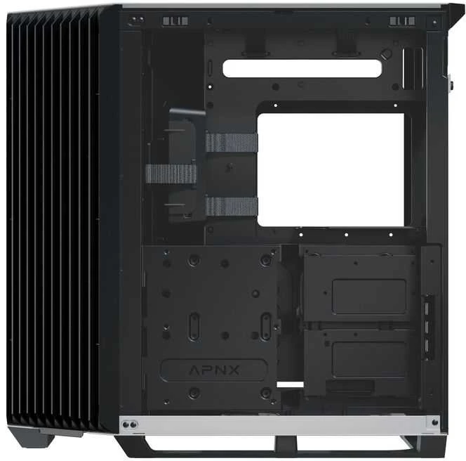 APNX V1 PC-kompiuterio korpusas, Midi-Tower, ATX, Tempered Glass – juodos spalvos / baltos spalvos
