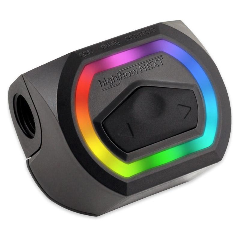 „Aqua Computer“ srauto jutiklis, didelio srauto NEXT, OLED, 2x G1/4, RGBpx, juodas