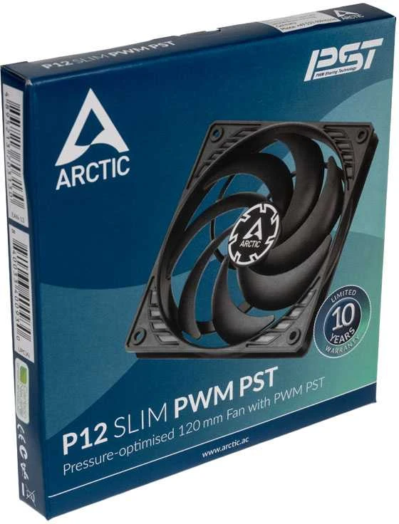 ARCTIC P12 SLIM PWM PST korpuso ventiliatorius, 4-pin, 120mm, siauras, juodas