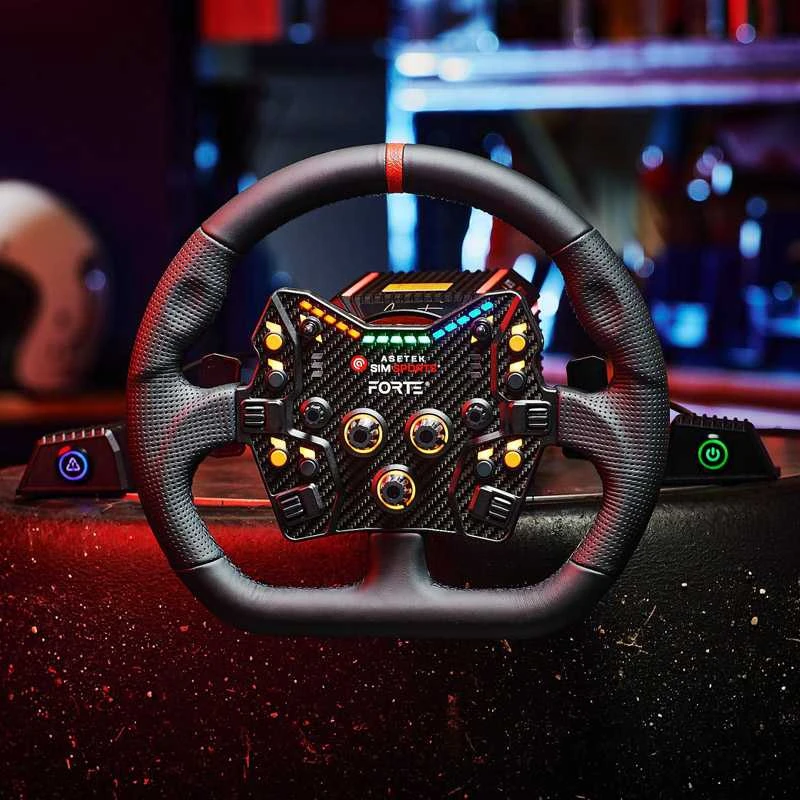 Asetek SimSports GT Rim – Closed D, Leather – juodas