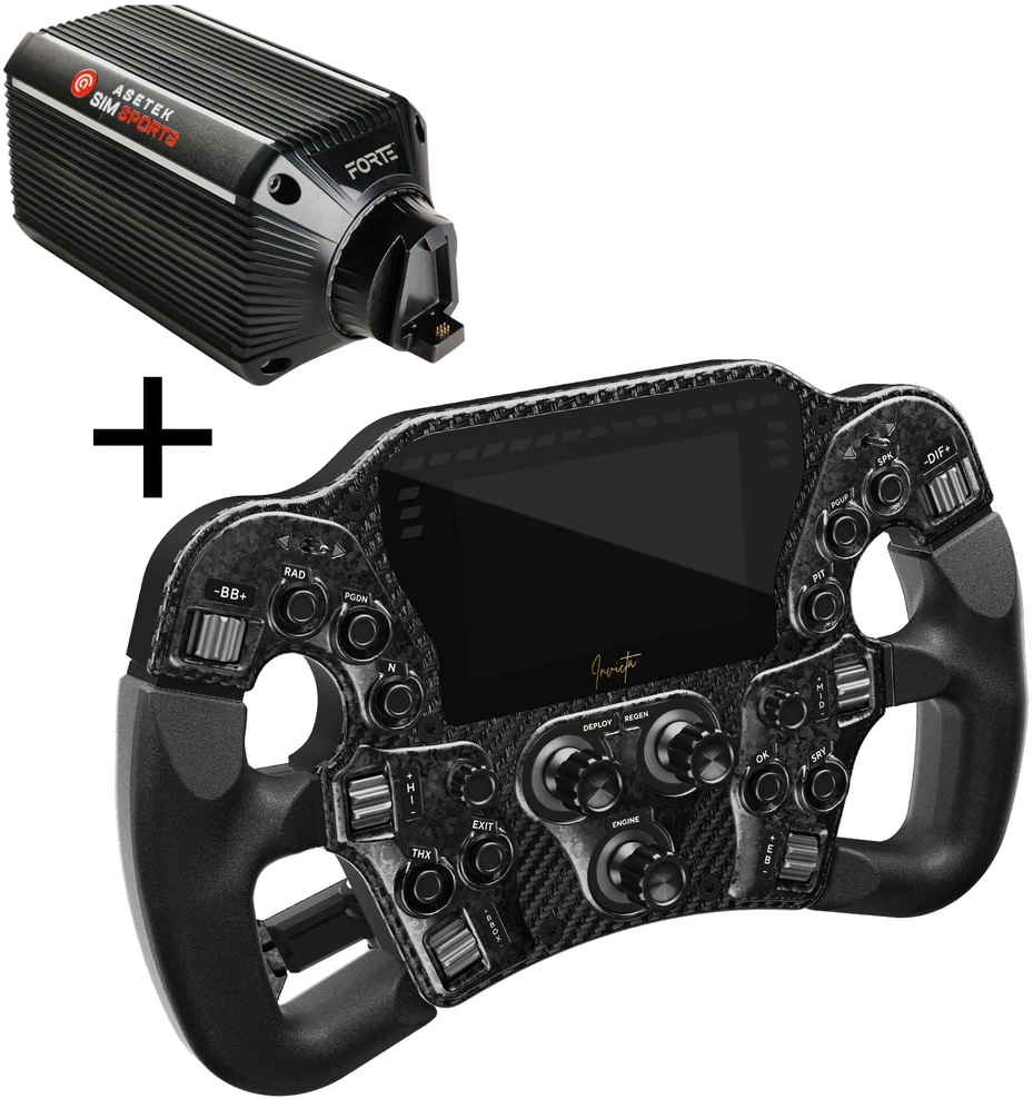 Asetek SimSports Invicta Formula Steering Wheel - juodas + The Forte Wheelbase (18 Nm)
