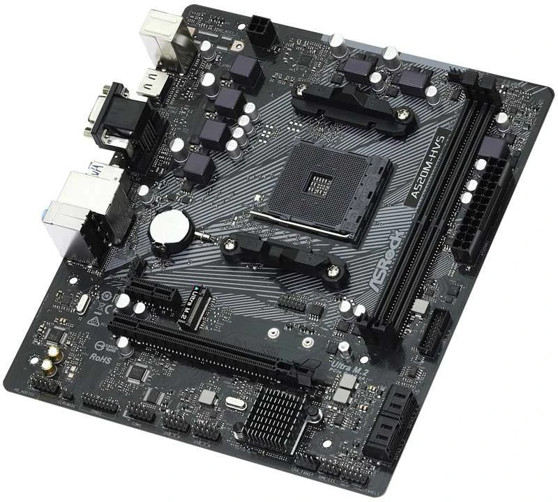 Pagrindinė plokštė ASROCK AMD A520 / SAM4 / MicroATX / 1xPCI-Express 3.0 1x / 1xPCI-Express 3.0 16x / 1xM.2 / Memory DDR4 / Atminties lizdai 2 / 1x15pin D-sub / 1xHDMI / 2xAudio-In / 1xAudio-Out / 2xUSB 2.0 / 4xUSB 3.2 / 1xPS/2 / 1xRJ45