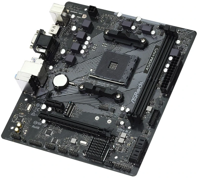Pagrindinė plokštė ASROCK AMD A520 / SAM4 / MicroATX / 1xPCI-Express 3.0 1x / 1xPCI-Express 3.0 16x / 1xM.2 / Memory DDR4 / Atminties lizdai 2 / 1x15pin D-sub / 1xHDMI / 2xAudio-In / 1xAudio-Out / 2xUSB 2.0 / 4xUSB 3.2 / 1xPS/2 / 1xRJ45