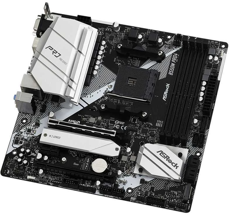 Pagrindinė plokštė ASRock B550M Pro4/AMD B550/AM4/MicroATX/1xPCI-Express 3.0 1x/1xPCI-Express 3.0 16x/1xM.2/1xPCI-Express 4.0 16x/Memory DDR4/Atminties lizdai 4/1x15pin D-sub/1xHDMI/1xDisplayPort/2xUSB 2.0/1xUSB type C/5xUSB 3.2/1xPS/2/1xRJ45/3xAudio port|