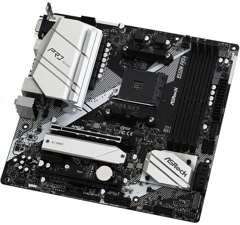 Pagrindinė plokštė ASRock B550M Pro4/AMD B550/AM4/MicroATX/1xPCI-Express 3.0 1x/1xPCI-Express 3.0 16x/1xM.2/1xPCI-Express 4.0 16x/Memory DDR4/Atminties lizdai 4/1x15pin D-sub/1xHDMI/1xDisplayPort/2xUSB 2.0/1xUSB type C/5xUSB 3.2/1xPS/2/1xRJ45/3xAudio port|