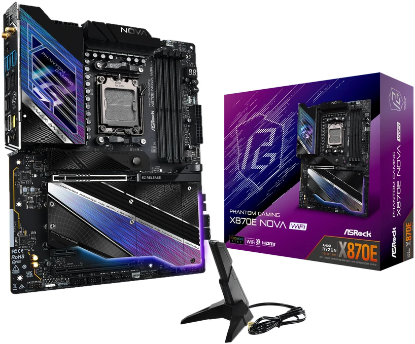 Pagrindinė plokštė ASROCK X870E NOVA WIFI AM5 DDR5 ATX MB