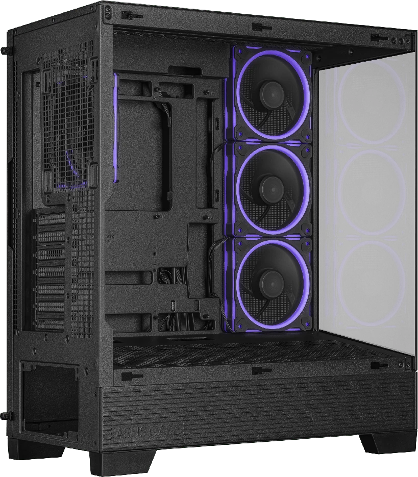 ASUS A31 PLUS TG ARGB kompiuterio korpusas Midi Tower su skaidriu šoniniu langu, suderinamas su ATX / BTX / MicroATX / Mini-ITX, juodos spalvos