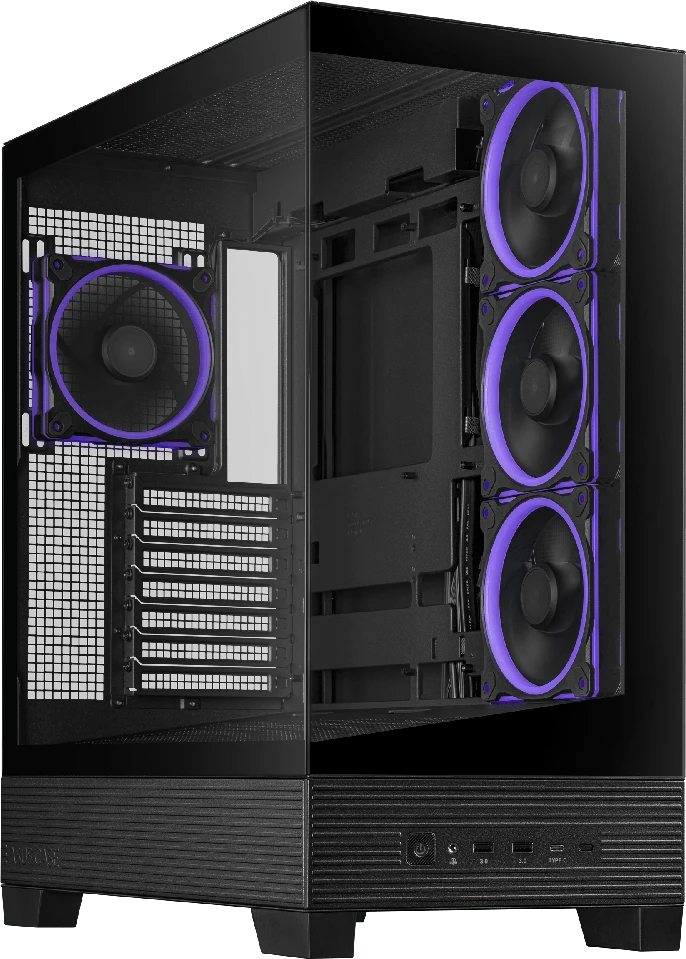 ASUS A31 PLUS TG ARGB kompiuterio korpusas Midi Tower su skaidriu šoniniu langu, suderinamas su ATX / BTX / MicroATX / Mini-ITX, juodos spalvos