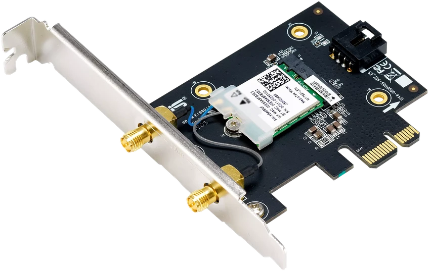Asus | WiFi 7 PCI-E adapteris su 2 išorinėmis antenomis | PCE-BE6500 | 802.11be | Tinklo palaikymas: ne | MU-MiMO: ne | nėra mobiliojo plačiajuosčio ryšio