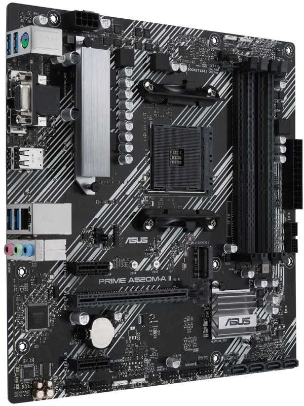Pagrindinė plokštė ASUS PRIME A520M-A II/CSM AM4 A520/HDMI-DVI-VGA/M.2/ATX