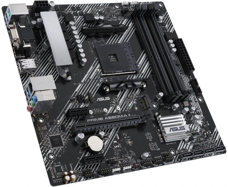 Pagrindinė plokštė ASUS PRIME A520M-A II/CSM AM4 A520/HDMI-DVI-VGA/M.2/ATX