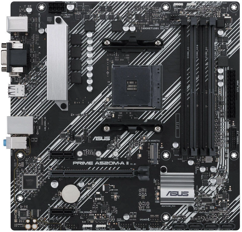 Pagrindinė plokštė ASUS PRIME A520M-A II/CSM AM4 A520/HDMI-DVI-VGA/M.2/ATX