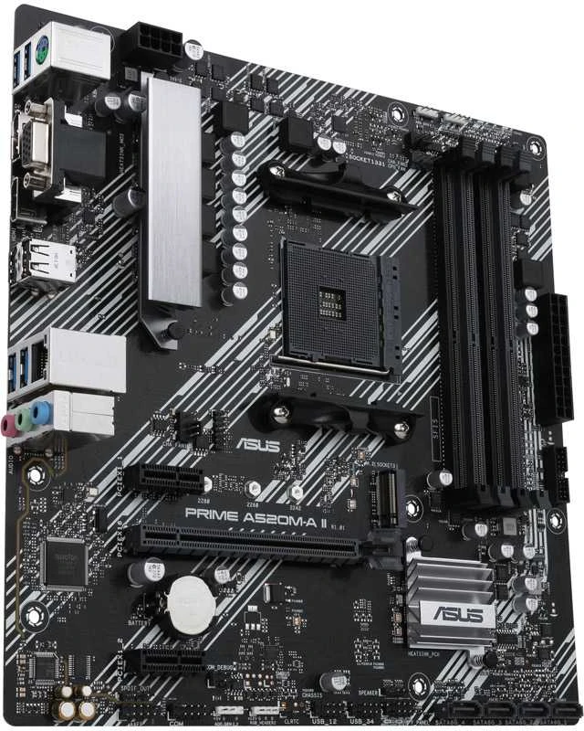 Pagrindinė plokštė ASUS PRIME A520M-A II/CSM AM4 A520/HDMI-DVI-VGA/M.2/ATX