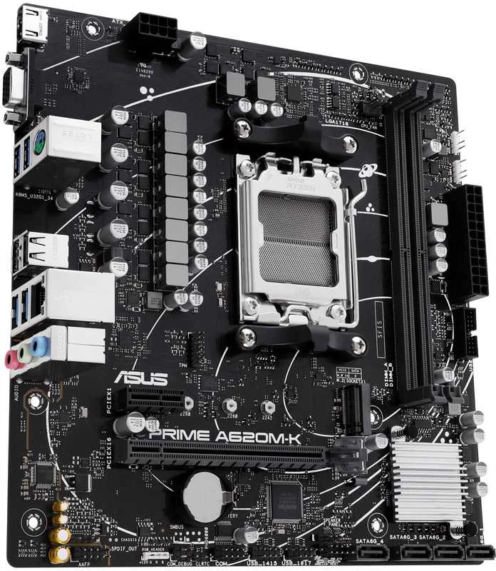 Pagrindinė plokštė Asus | PRIME A620M-K | Procesorių šeima AMD | Procesoriaus lizdas AM5 | DDR5 DIMM | Atminties lizdai 2 | Palaikomos standžiojo disko sąsajos SATA, M.2 | SATA jungčių skaičius 4 | Lustų rinkinys AMD A620 | micro-ATX