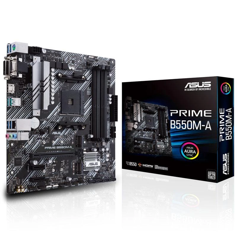 Pagrindinė plokštė ASUS AMD B550 / SAM4 / MicroATX / Memory DDR4 / Atminties lizdai 4 / 2xPCI-Express 3.0 1x / 1xPCI-Express 4.0 16x / 2xM.2 / 1x15pin D-sub / 1xDVI-D / 1xHDMI / 6xUSB 3.2 / 1xPS/2 / 1xRJ45 / 3xAudio port
