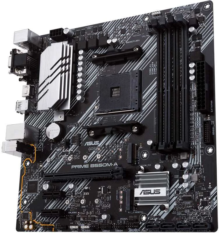 Asus PRIME B550M-A/CSM B550 – lizdas AM4 – pagrindinė plokštė/ Paruošta Ryzen™ 5000 serijai/VRM efektyviam radiatoriui/SafeSlot Core/PCIe 4.0-Ready/AURA SYNC RGB