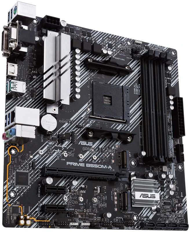 Asus PRIME B550M-A/CSM B550 – lizdas AM4 – pagrindinė plokštė/ Paruošta Ryzen™ 5000 serijai/VRM efektyviam radiatoriui/SafeSlot Core/PCIe 4.0-Ready/AURA SYNC RGB
