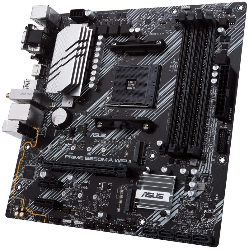 Pagrindinė plokštė Asus | PRIME B550M-A WIFI II | Procesorių šeima AMD | Procesoriaus lizdas AM4 | DDR4 DIMM | Atminties lizdai 4 | Palaikomos standžiojo disko sąsajos SATA, M.2 | SATA jungčių skaičius 4 | Lustų rinkinys AMD B550 | microATX