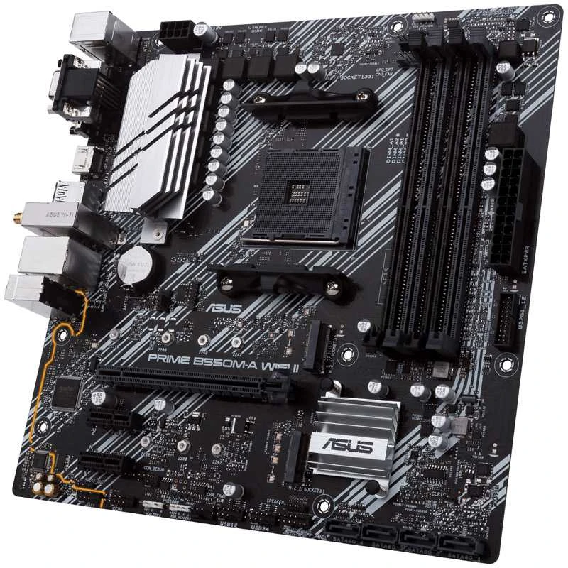 Pagrindinė plokštė Asus | PRIME B550M-A WIFI II | Procesorių šeima AMD | Procesoriaus lizdas AM4 | DDR4 DIMM | Atminties lizdai 4 | Palaikomos standžiojo disko sąsajos SATA, M.2 | SATA jungčių skaičius 4 | Lustų rinkinys AMD B550 | microATX