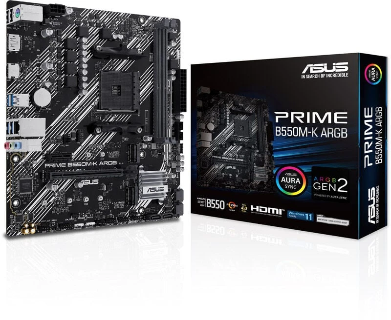 ASUS Prime B550M-K ARGB, AMD B550 pagrindinė plokštė - lizdas AM4