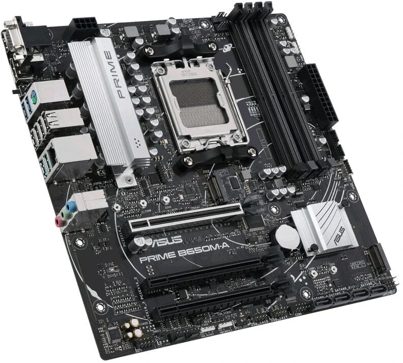 Pagrindinė plokštė ASUS AMD B650 / SAM5 / MicroATX / Memory DDR5 / Atminties lizdai 4 / 2xPCI-Express 4.0 1x / 1xPCI-Express 4.0 16x / 2xM.2 / 1x15pin D-sub / 1xHDMI / 1xDisplayPort / 2xAudio-In / 1xAudio-Out / 4xUSB 2.0 / 4xUSB 3.2 / 1xPS/2 / 1xRJ45