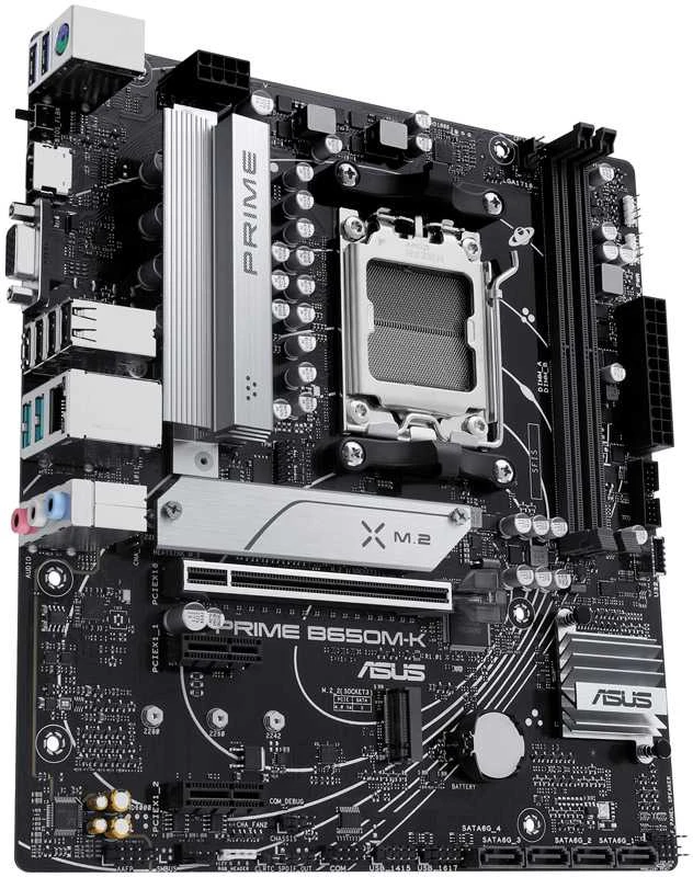 Pagrindinė plokštė Asus | PRIME B650M-K | Procesorių šeima AMD | Procesoriaus lizdas AM5 | DDR5 | Palaikomos standžiojo disko sąsajos SATA, M.2 | SATA jungčių skaičius 4