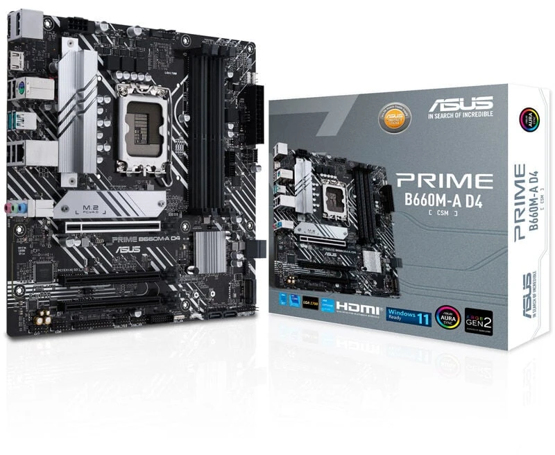 Pagrindinė plokštė ASUS PRIME B660M-A D4-CSM/LGA 1700/Micro-ATX/Intel B660
