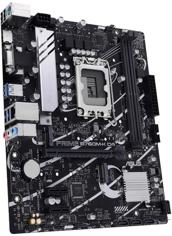 Pagrindinė plokštė ASUS Intel B760 Express / LGA1700 / Micro-ATX / Memory DDR4 / Atminties lizdai 2 / 2xPCI-Express 4.0 1x / 1xPCI-Express 4.0 16x / 2xM.2 / 1x15pin D-sub / 1xHDMI / 2xUSB 2.0 / 4xUSB 3.2 / 1xPS/2 / 1xRJ45 / 3xAudio port