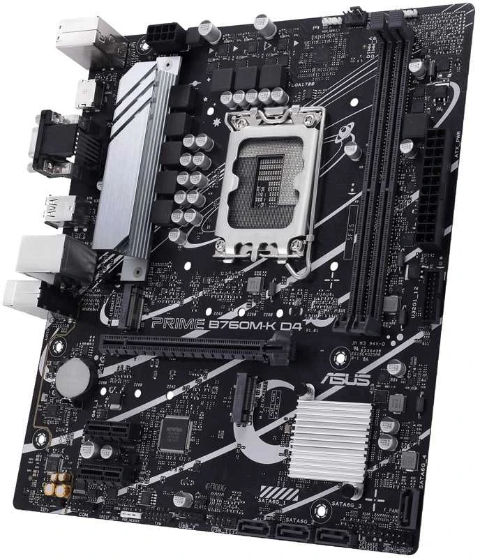 Pagrindinė plokštė ASUS Intel B760 Express / LGA1700 / Micro-ATX / Memory DDR4 / Atminties lizdai 2 / 2xPCI-Express 4.0 1x / 1xPCI-Express 4.0 16x / 2xM.2 / 1x15pin D-sub / 1xHDMI / 2xUSB 2.0 / 4xUSB 3.2 / 1xPS/2 / 1xRJ45 / 3xAudio port