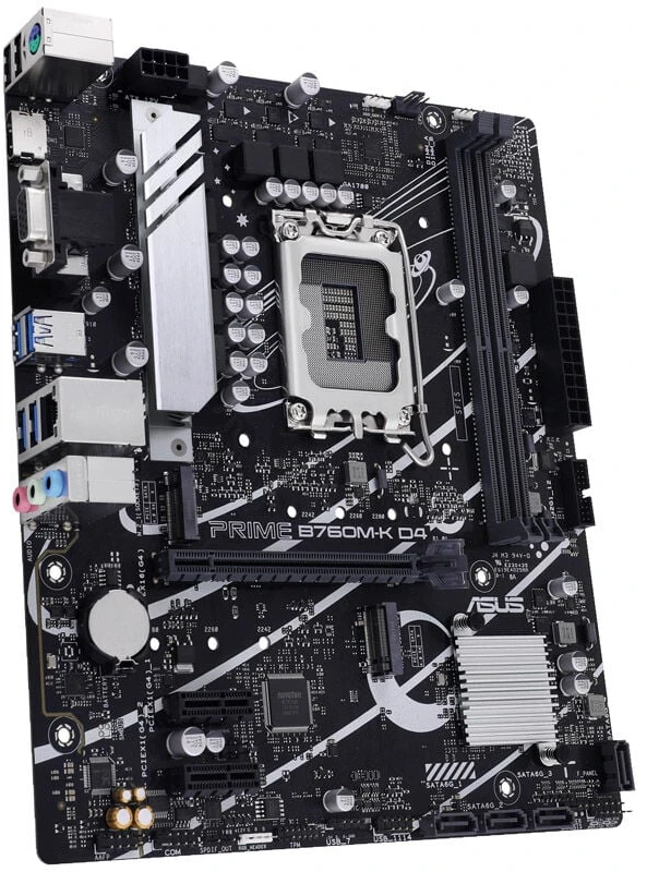 Pagrindinė plokštė ASUS Intel B760 Express / LGA1700 / Micro-ATX / Memory DDR4 / Atminties lizdai 2 / 2xPCI-Express 4.0 1x / 1xPCI-Express 4.0 16x / 2xM.2 / 1x15pin D-sub / 1xHDMI / 2xUSB 2.0 / 4xUSB 3.2 / 1xPS/2 / 1xRJ45 / 3xAudio port