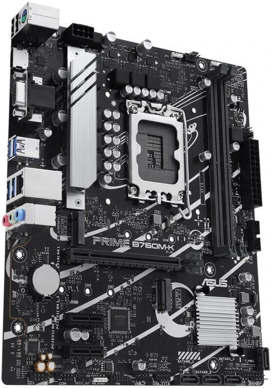 Pagrindinė plokštė „Asus PRIME B760M-K“ procesorių šeima „Intel“ procesoriaus lizdas LGA1700 DDR5 DIMM Atminties lizdai 2 Palaikomos standžiojo disko sąsajos SATA, M.2 SATA jungčių skaičius 4 Lustų rinkinys „Intel B760 mATX“