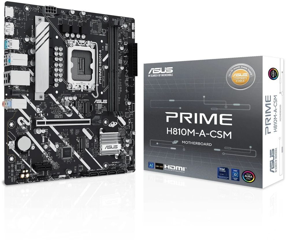 ASUS PRIME H810M-A-CSM Intel H810 LGA 1851 (Socket V1) micro ATX pagrindinė plokštė