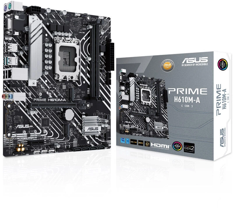 Pagrindinė plokštė ASUS PRIME H610M-A-CSM LGA1700 2DDR5 microATX 4xSATA MB 1xHDMI 1xDP 1xD-Sub 2xM.2