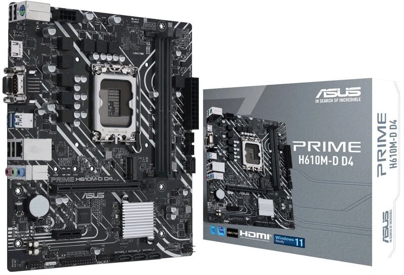 Pagrindinė plokštė Asus | PRIME H610M-D D4 | Procesorių šeima Intel | Procesoriaus lizdas LGA1700 | DDR4 DIMM | Atminties lizdai 2 | Palaikomos standžiojo disko sąsajos SATA, M.2 | SATA jungčių skaičius 4 | Mikroschemų rinkinys Intel H610 | mATX