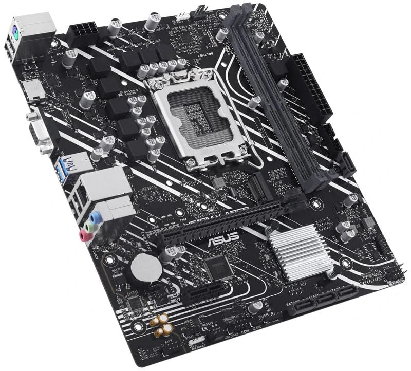 Pagrindinė plokštė „Asus“ | Procesorių šeima „Intel H610“ | Procesoriaus lizdas LGA1700 | 2 DIMM lizdai - DDR5, be ECC, nebuferiniai | Palaikomos standžiojo disko sąsajos SATA-600, 1 x M.2 | SATA jungčių skaičius: 4