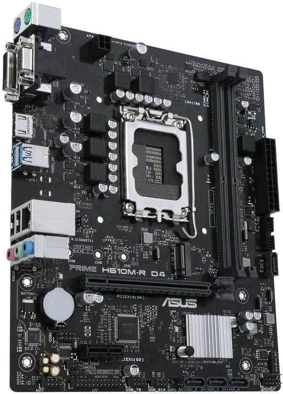 Pagrindinė plokštė Asus | PRIME H610M-R D4-SI | Procesorių šeima Intel | Procesoriaus lizdas LGA1700 | DDR4 DIMM | Atminties lizdai 2 | Palaikomos standžiojo disko sąsajos SATA, M.2 | SATA jungčių skaičius 4 | Lustų rinkinys Intel H610 | Mic-ATX