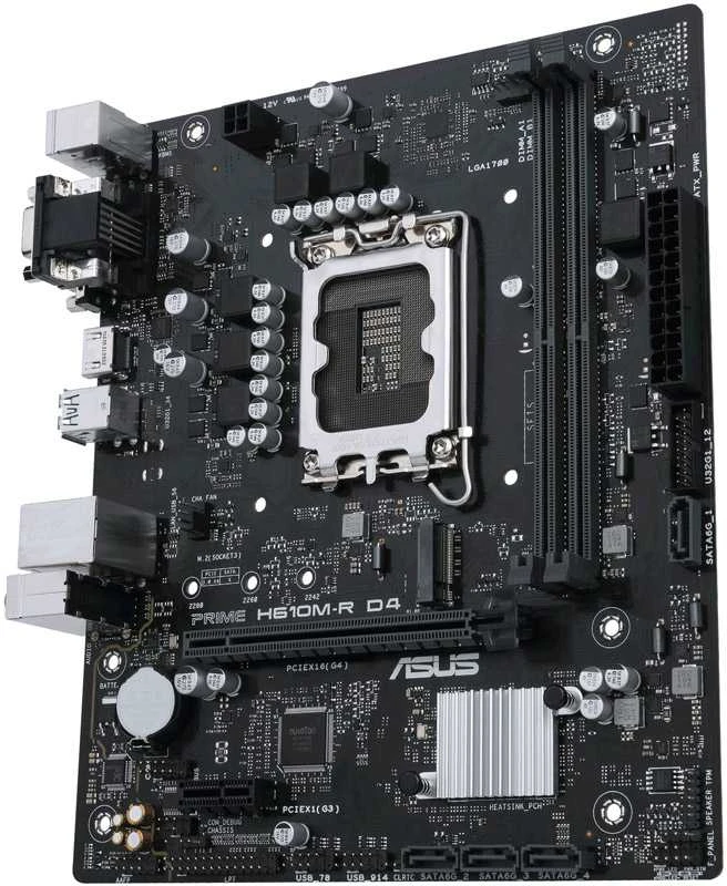 Pagrindinė plokštė Asus | PRIME H610M-R D4-SI | Procesorių šeima Intel | Procesoriaus lizdas LGA1700 | DDR4 DIMM | Atminties lizdai 2 | Palaikomos standžiojo disko sąsajos SATA, M.2 | SATA jungčių skaičius 4 | Lustų rinkinys Intel H610 | Mic-ATX