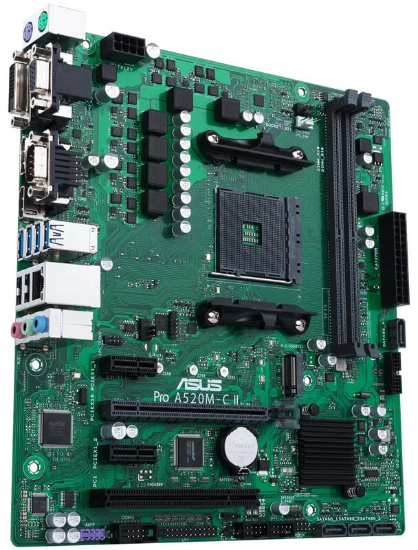 Pagrindinė plokštė ASUS PRO A520M-C II/CSM / AM5/DDR4/Micro-ATX