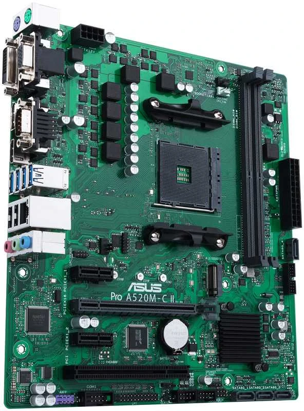 Pagrindinė plokštė ASUS PRO A520M-C II/CSM / AM5/DDR4/Micro-ATX
