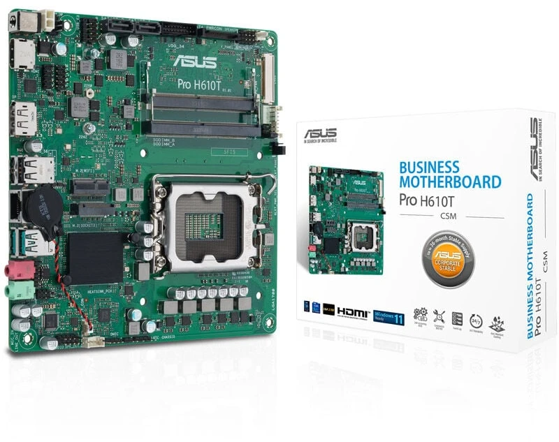 Pagrindinė plokštė ASUS PRO H610T-CSM, Intel H610, LGA 1700, mini ITX