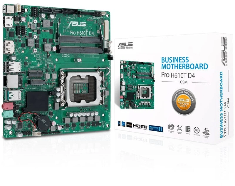 Asus Pro H610T D4-CSM /H610/DDR4/SATA3/M.2/USB3.1/s.1700/mITX pagrindinė plokštė