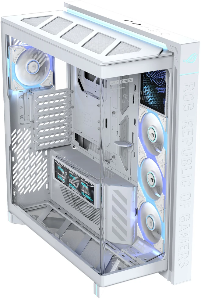 ASUS ROG CRONOX GR801 CURVE TG ARGB Balta MIDI tipo važiuoklė